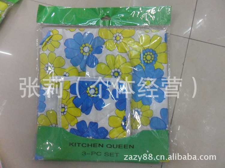 【特价批发微波炉烤箱挂烫机隔热手套 防水围裙 隔热垫三件套】价格,厂家,图片,围裙,张莉(个体经营)-